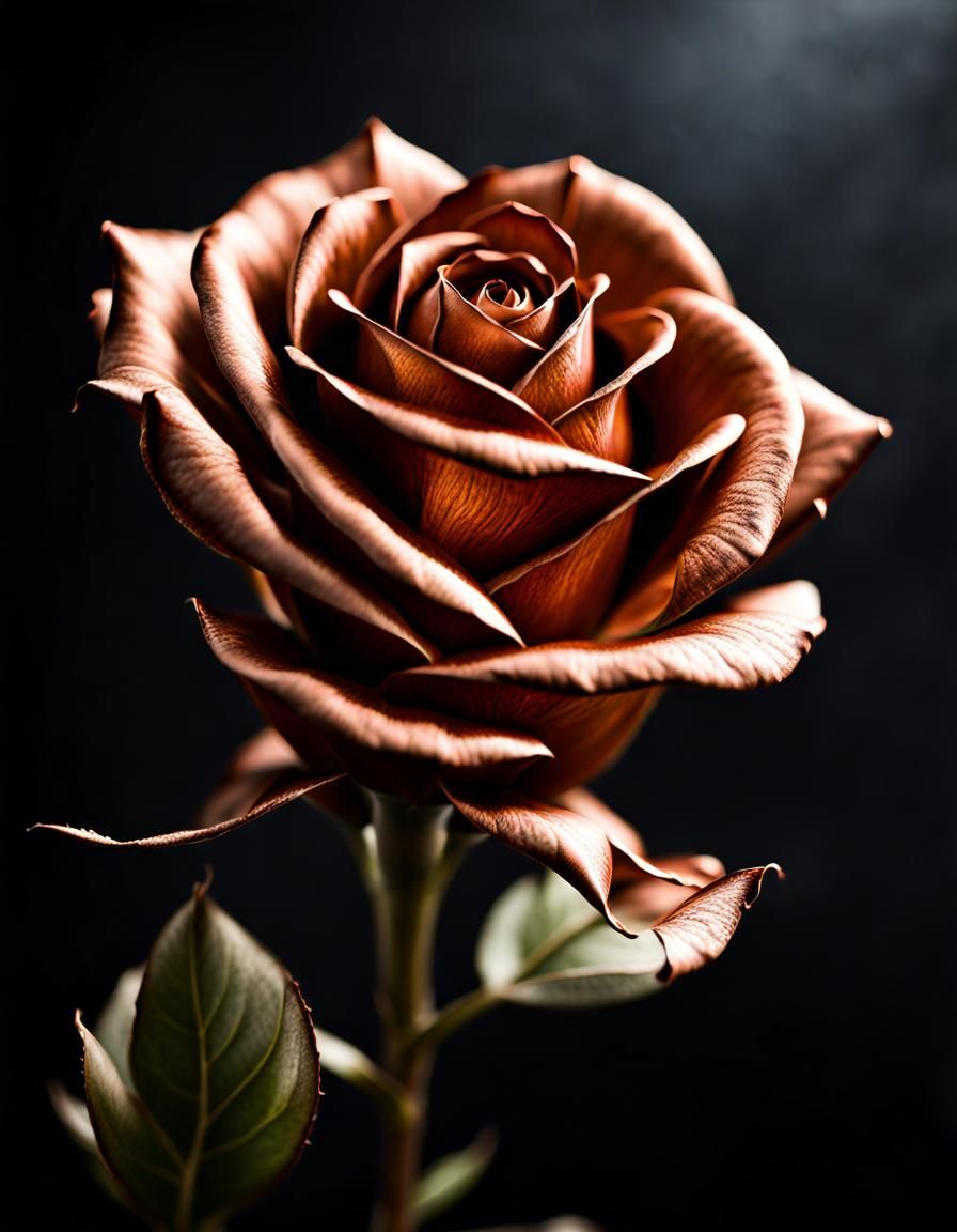 Hyperrealistic Bronze Rose in High Definition