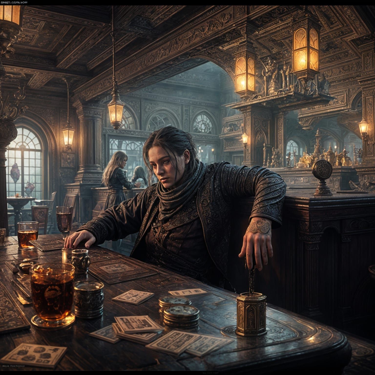 Detailed Matte Painting of a Figure in Deep Color