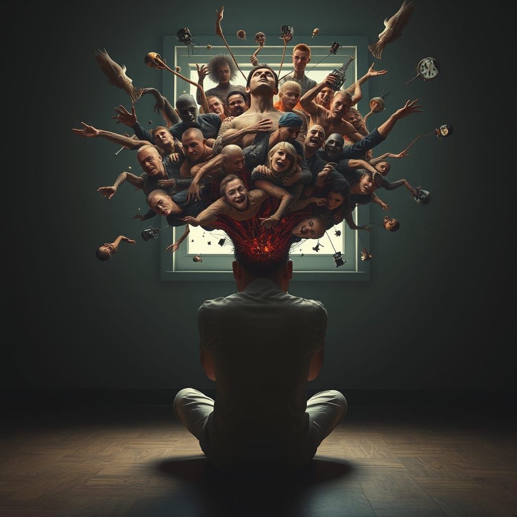 Chaotic Mind: Surreal Storm of Thoughts and Distress