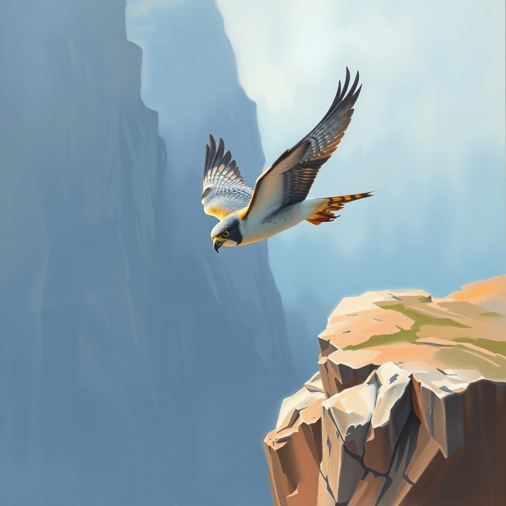 Peregrine Falcon Soaring: A Pastel Painting