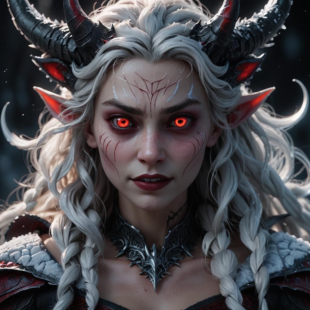 Demonic Ice Queen: A Dark Fantasy 3D Render