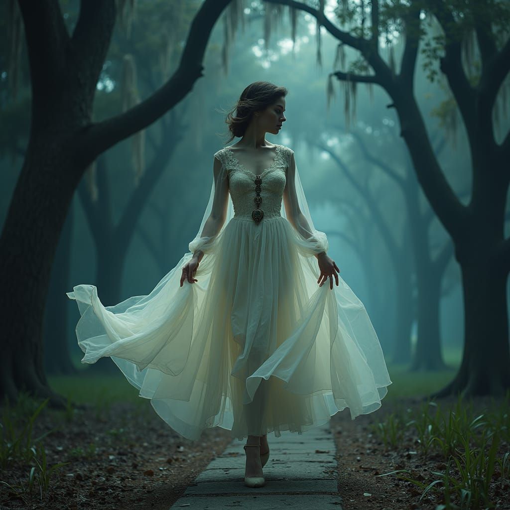 Ghost Woman's Midnight Stroll in Colonial Florida