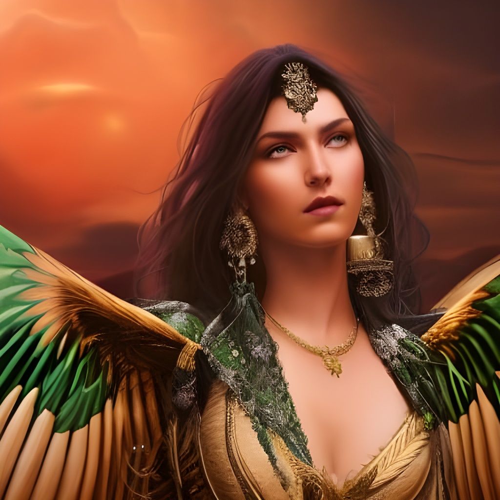 Goddess Hekate Portrait with Swirling Green Magic