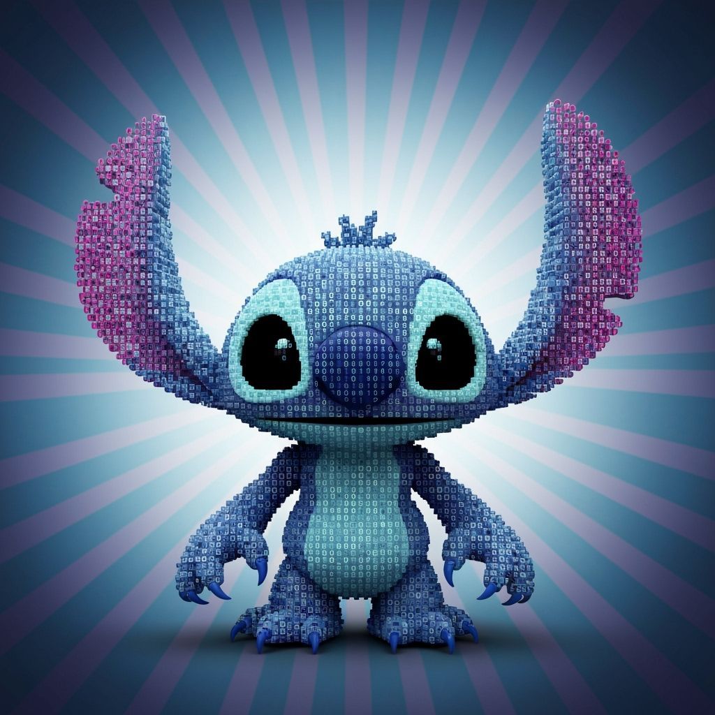 3D Stitch Character Made of Code
