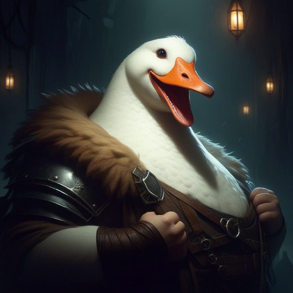 Goose-Barbarian Character Concept Art in Darkness