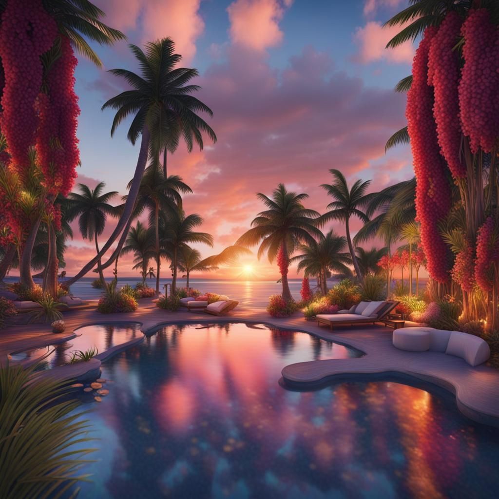 Island Oasis: Digital Art Paradise