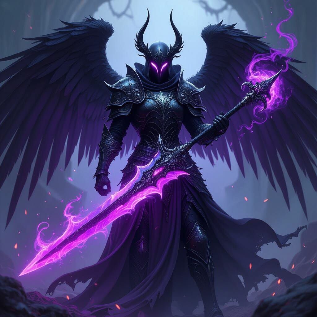 Dark Angel with Frostmourne in Neon Mysticism