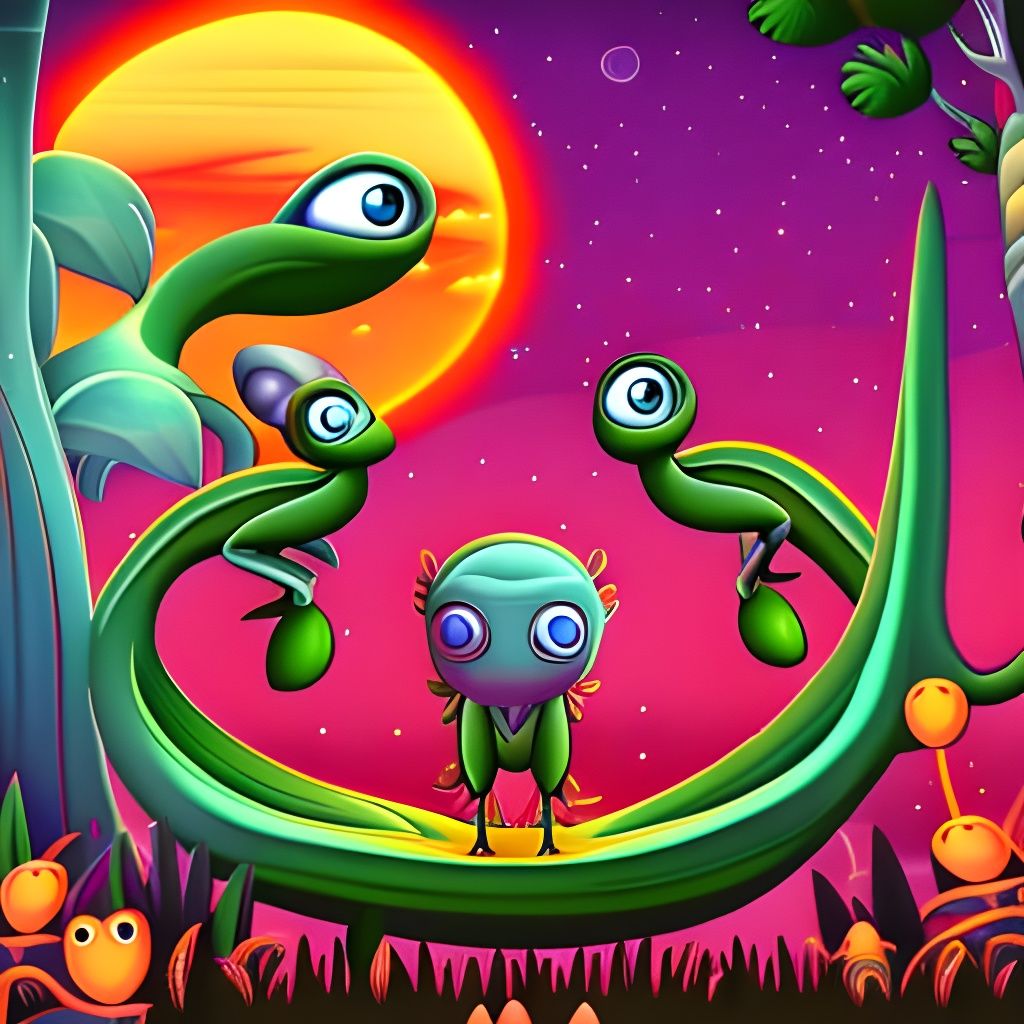 Psychedelic Alien Forest Art with Optical Illusions