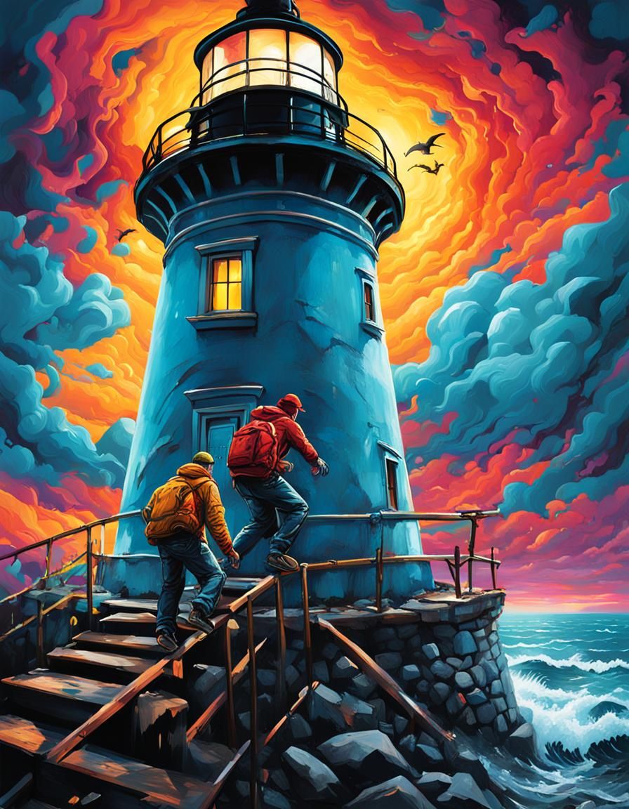 Hardy Boys Lighthouse Climb in Graffiti Art Style