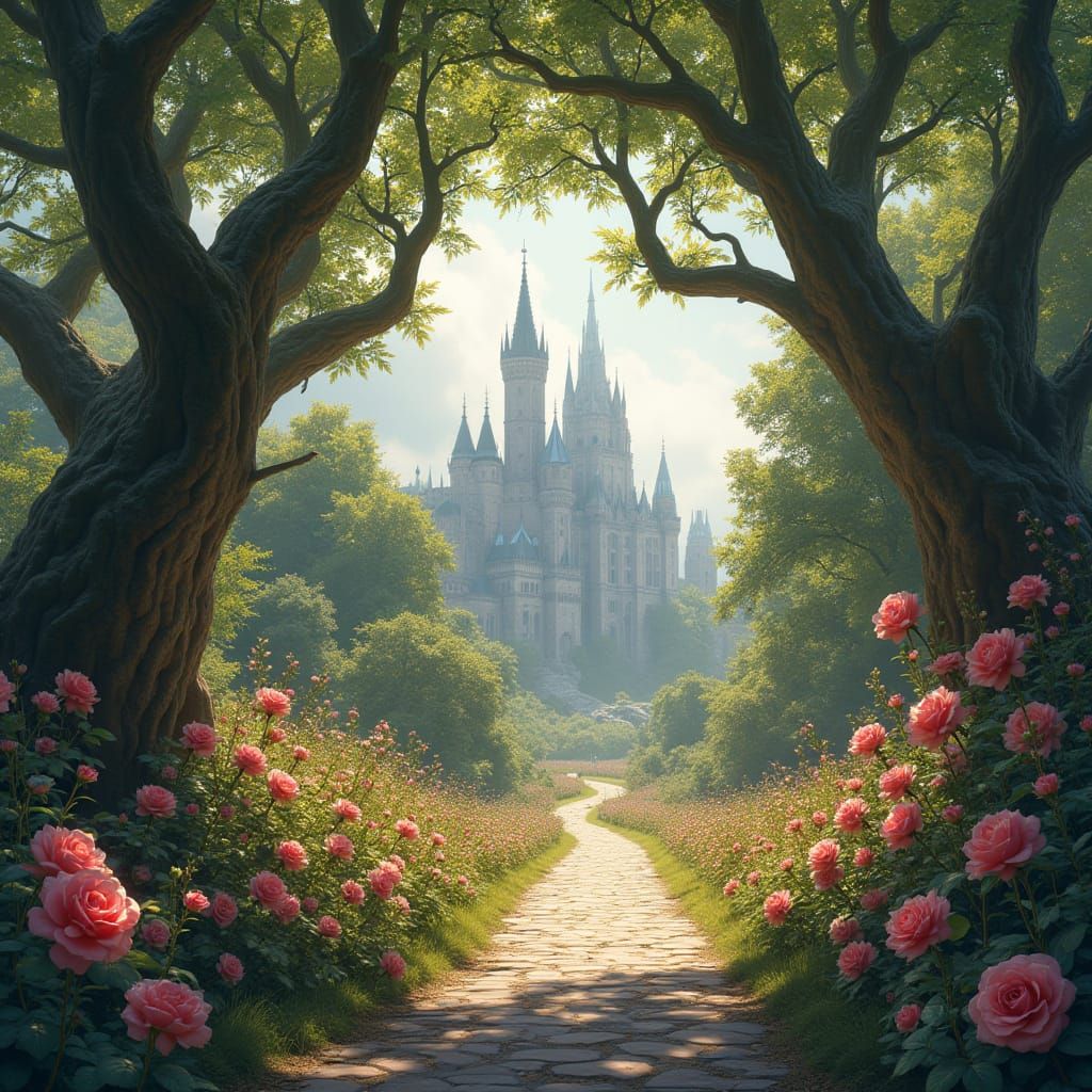 Enchanted Isles: A Sun-Dappled Forest of Ancient Oaks and Bl...