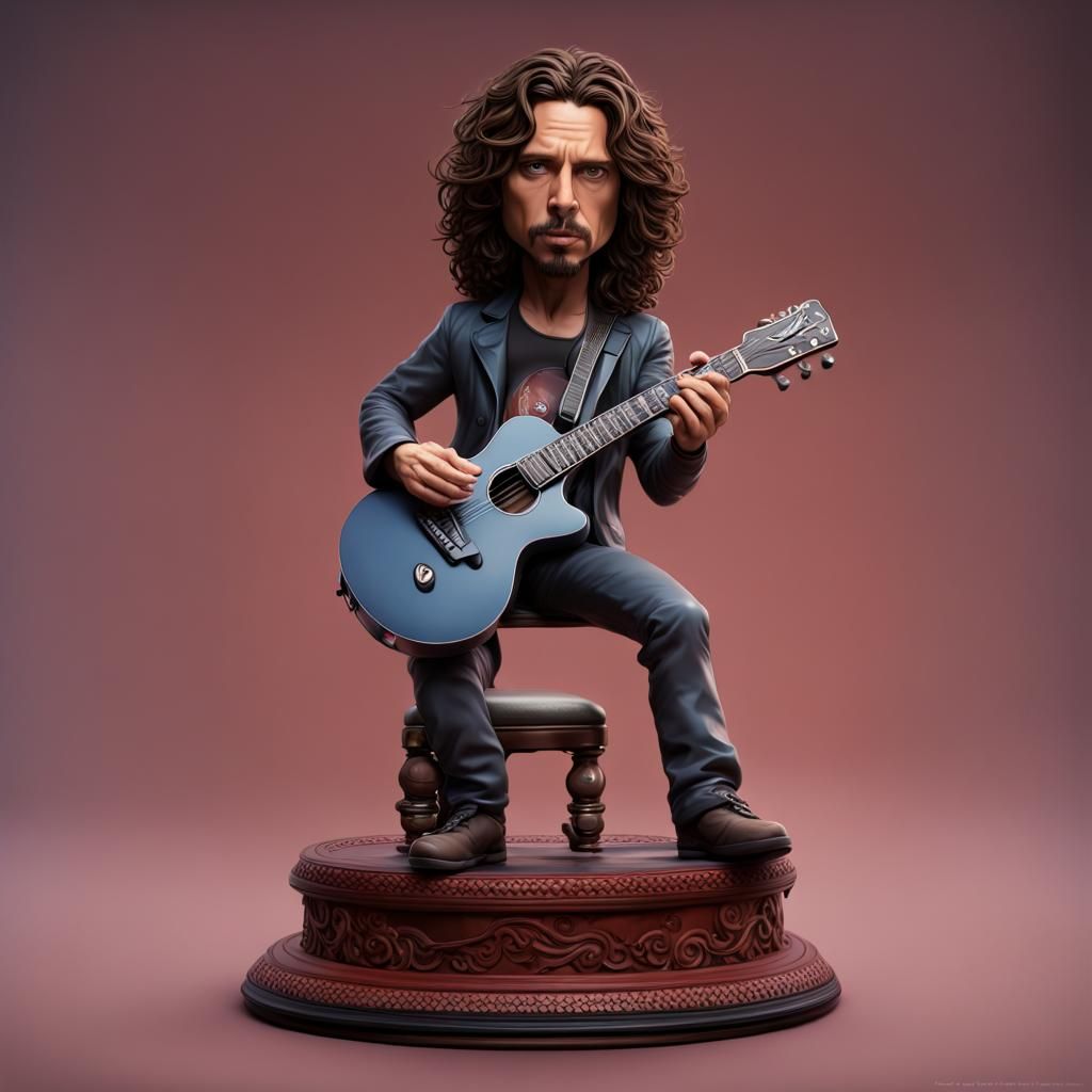 Chris Cornell Bobblehead: Detailed Matte Painting