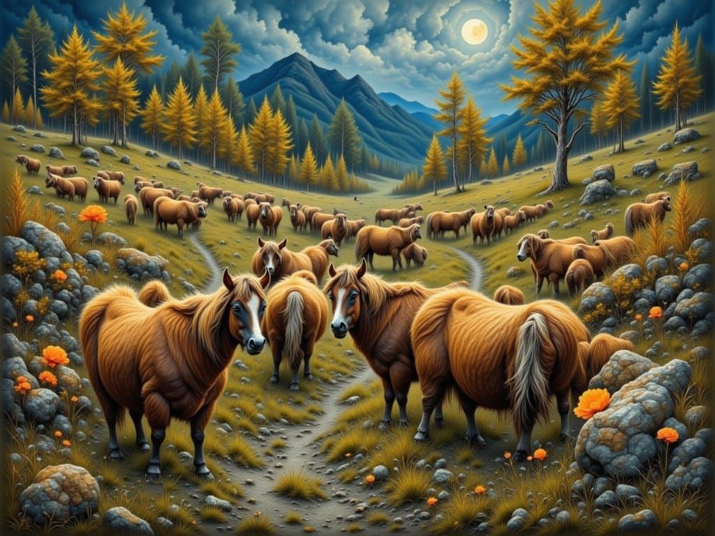 Hybrid Horse and Sheep Grazing