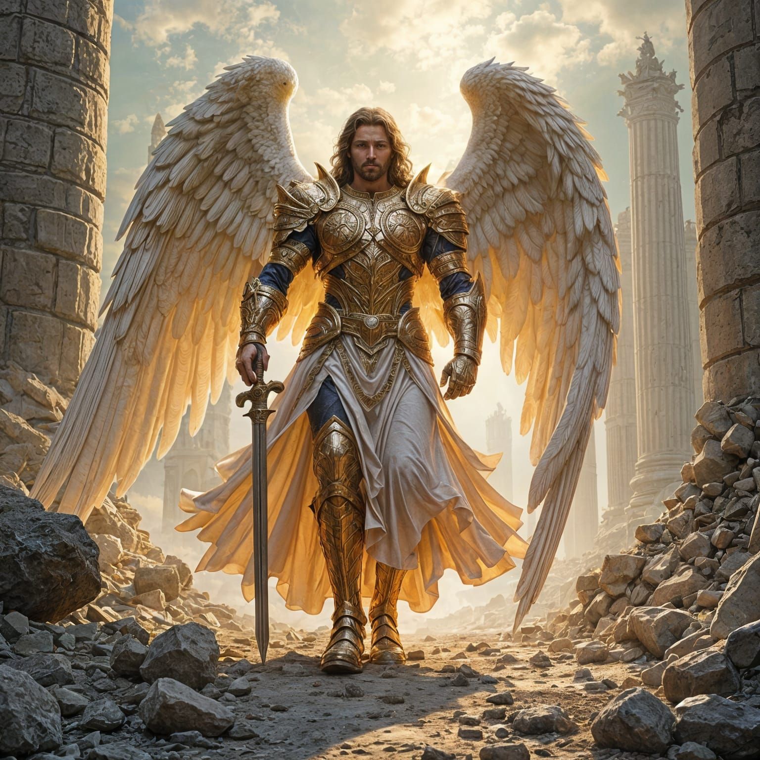 Archangel Michael in Ruins of Battle