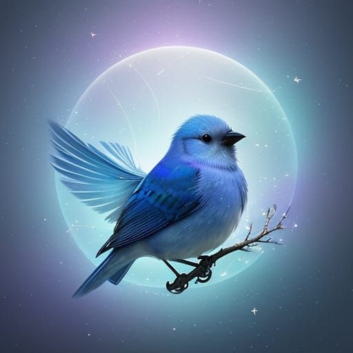Ethereal Blue Bird in Whispers of Mist