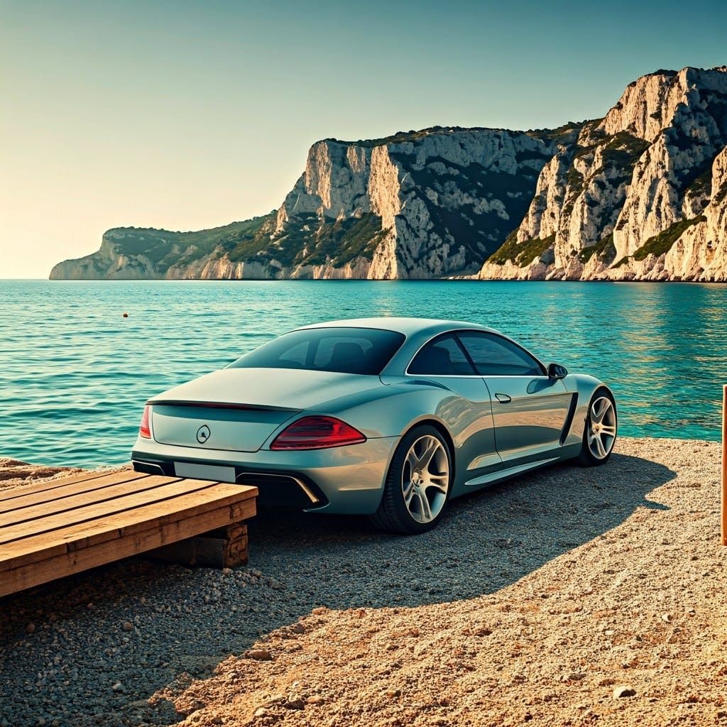 Mercedes Zagato Coupé Concept on Mediterranean Beach