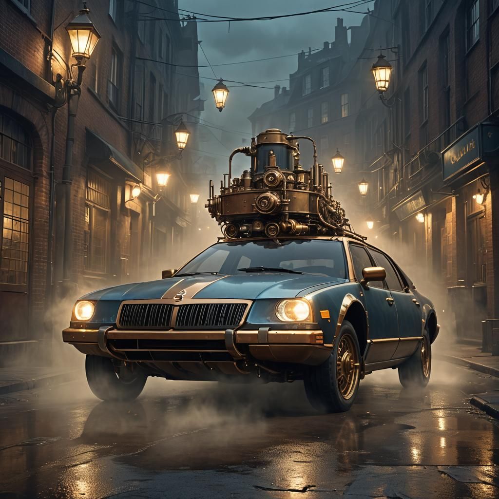 Steampunk Citroën CX Concept in Misty Alley