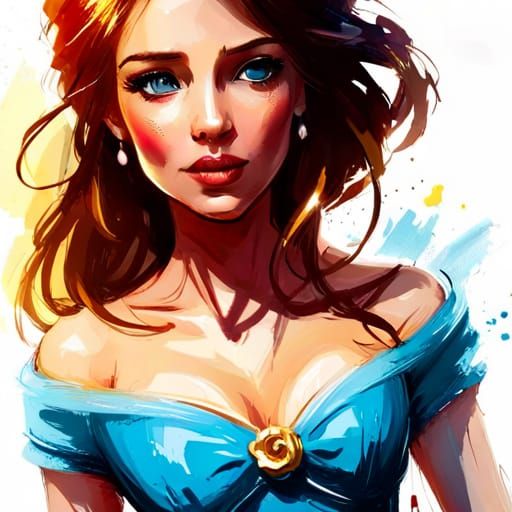 Princess Belle Portrait in Digital Art Style
