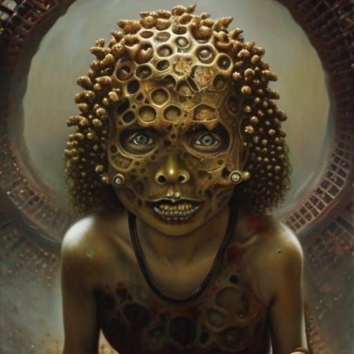 Zombiecore Devil Girl in Hellish Wasteland