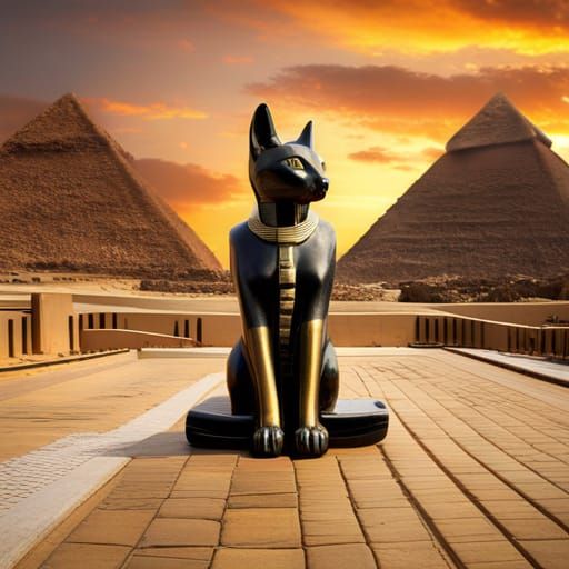 Golden Cat Statue in Ancient Egypt
