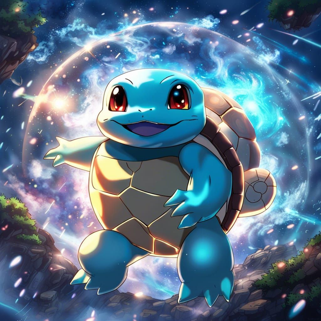 Galactic Squirtle in Anime Style