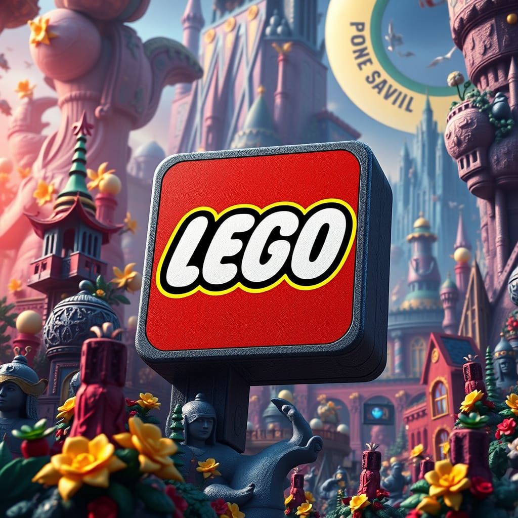 Fantastical Lego Logo in Epic Concept Art Style
