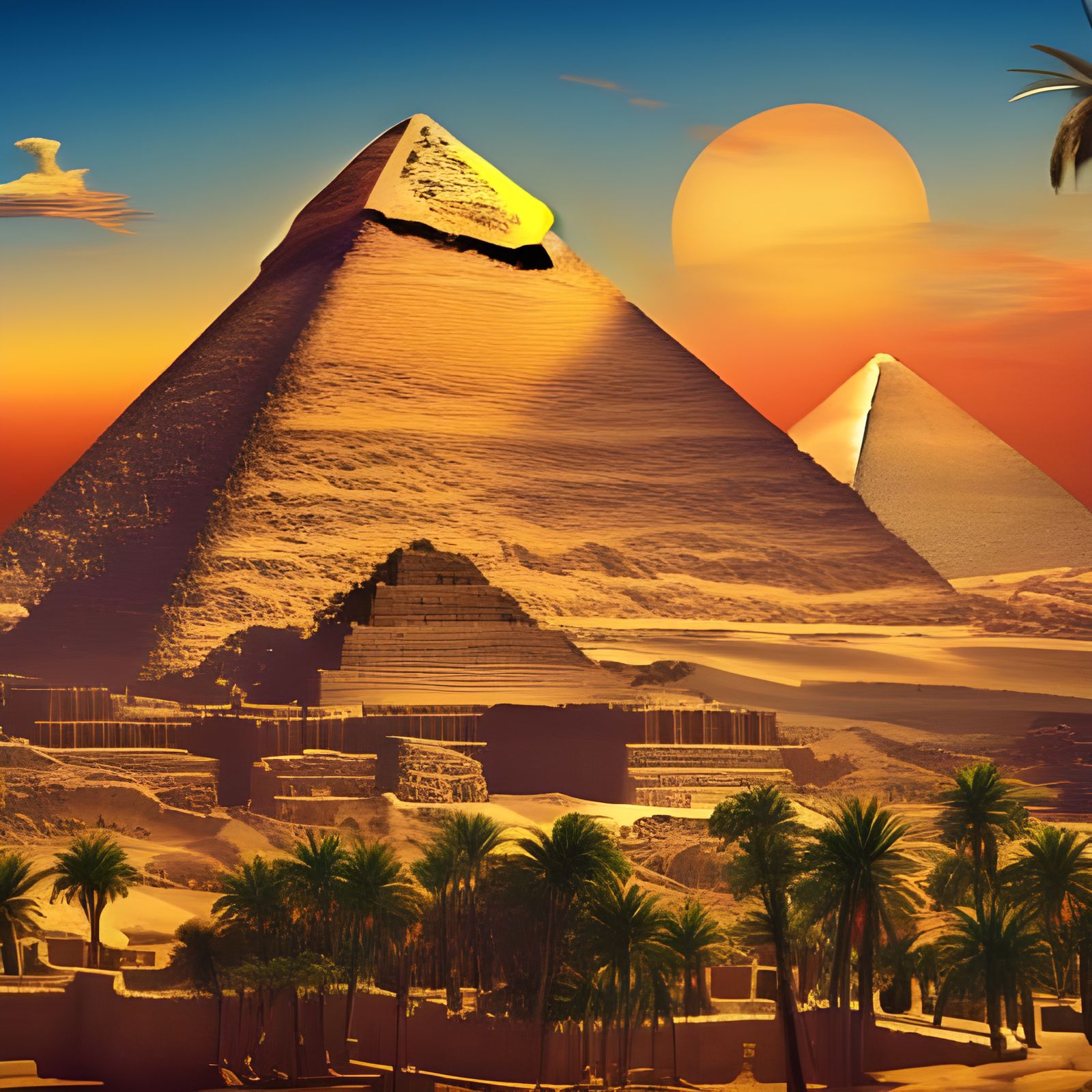 King Tut at Giza: A Peter Max Inspired Digital Painting