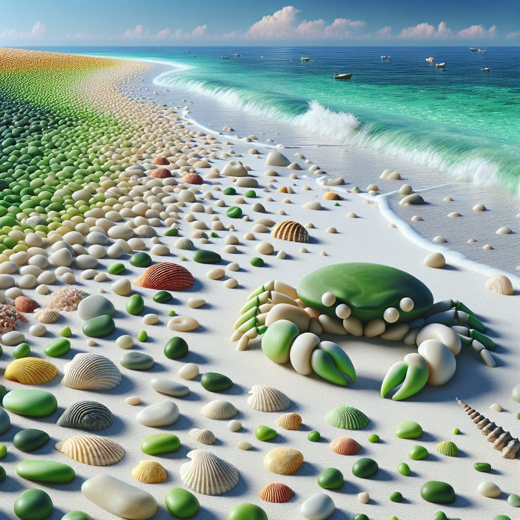 Idyllic Beach Scene with Sand Crab in 3D