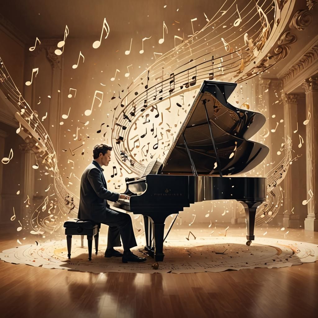 Magical Piano Music in Whimsical Digital Art