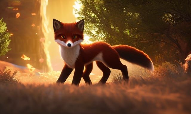 adorable pretty fox, 3D Game Cinematic Feel, Epic 3D Videogame Graphics, Intricately Detailed, 8K Resolution, Dynamic Li...