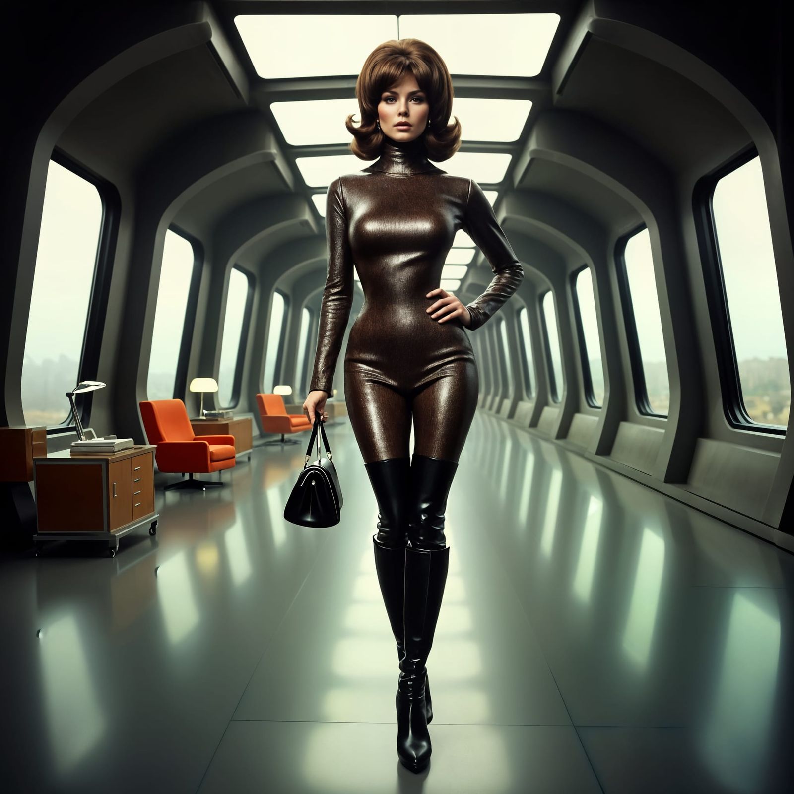 Retro-Futuristic Space Station Siren in High Contrast Hues