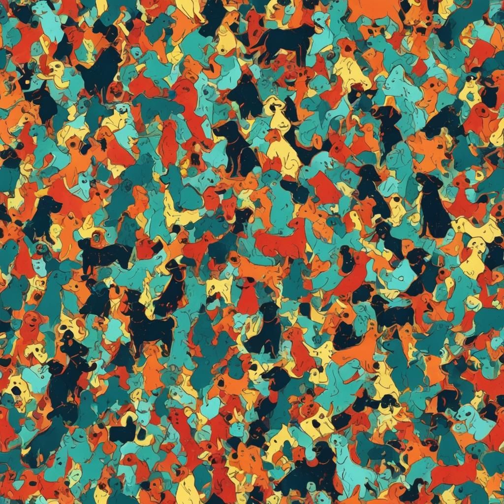 Abstract Dog Portrait in Complementary Colors