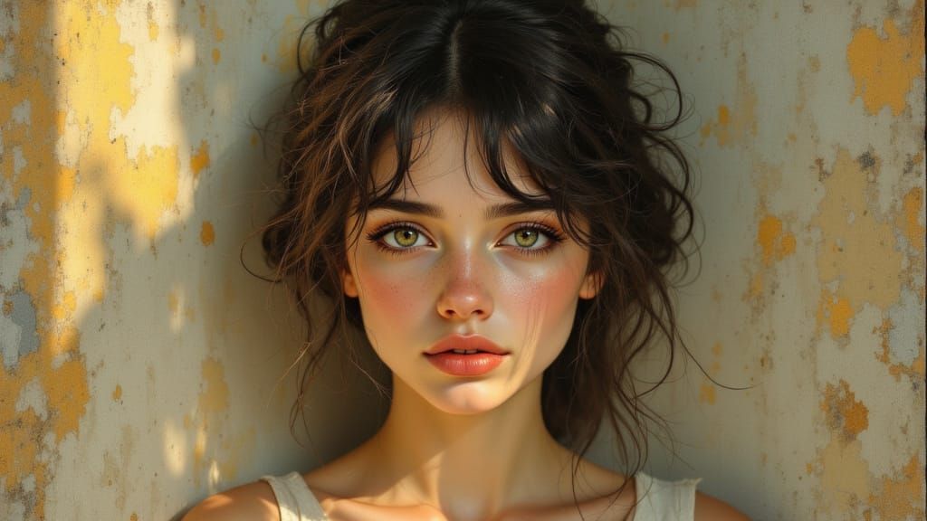 Pensive Young Woman in Golden Hour Light