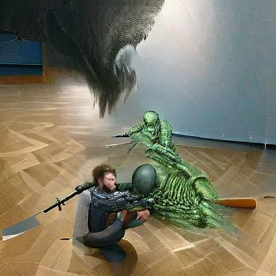 Soldier vs Alien Monster in Hyperrealistic Horror Style