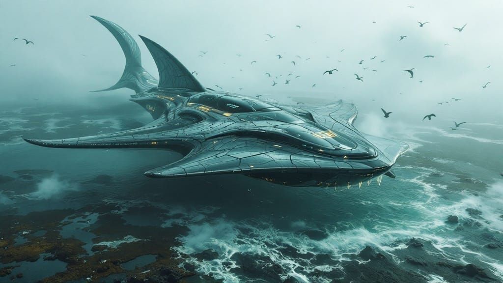Post-Apocalyptic Sea Leviathan on Amphibious Railways