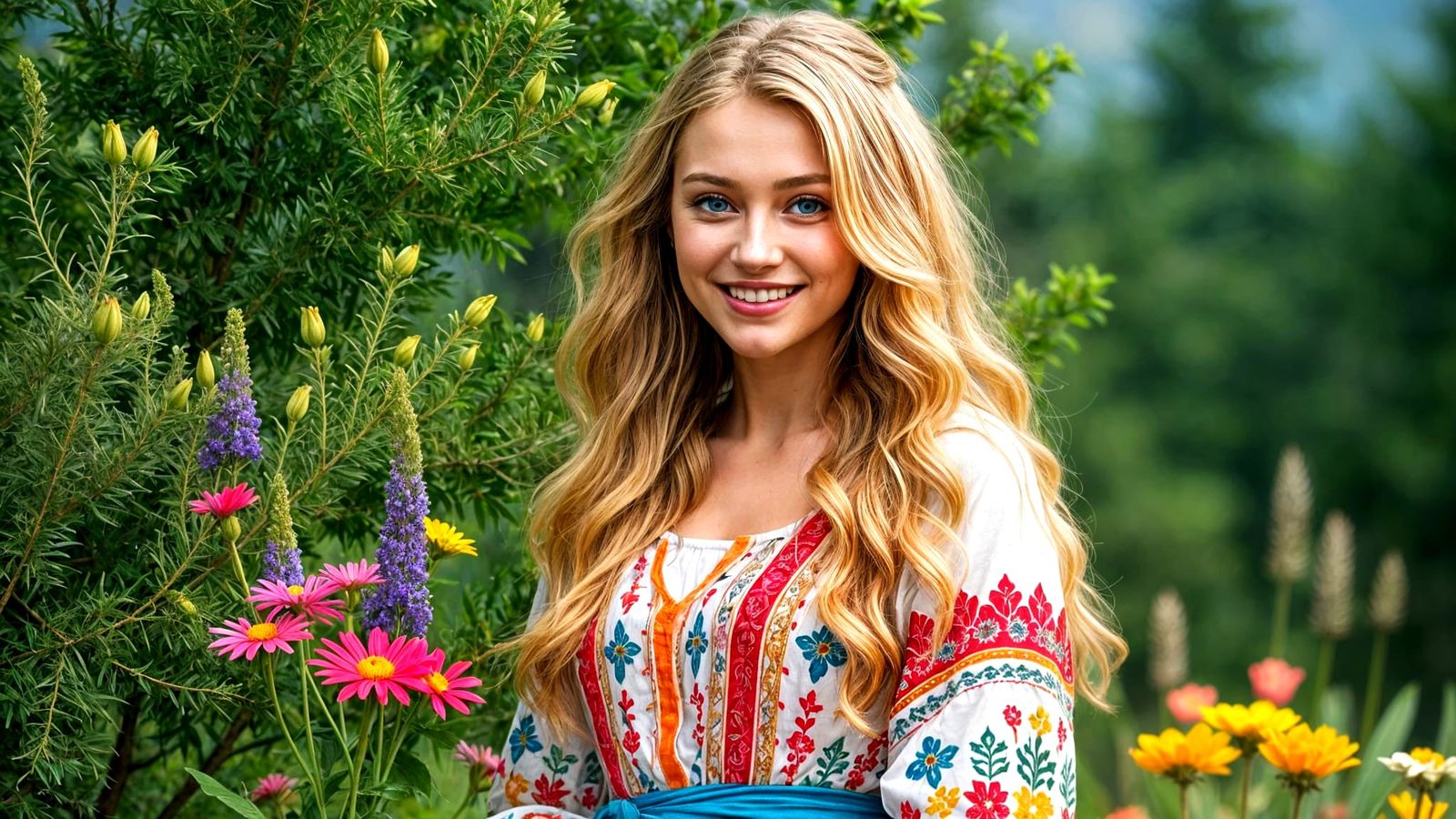 Norse Goddess in Traditional Peasant Dress