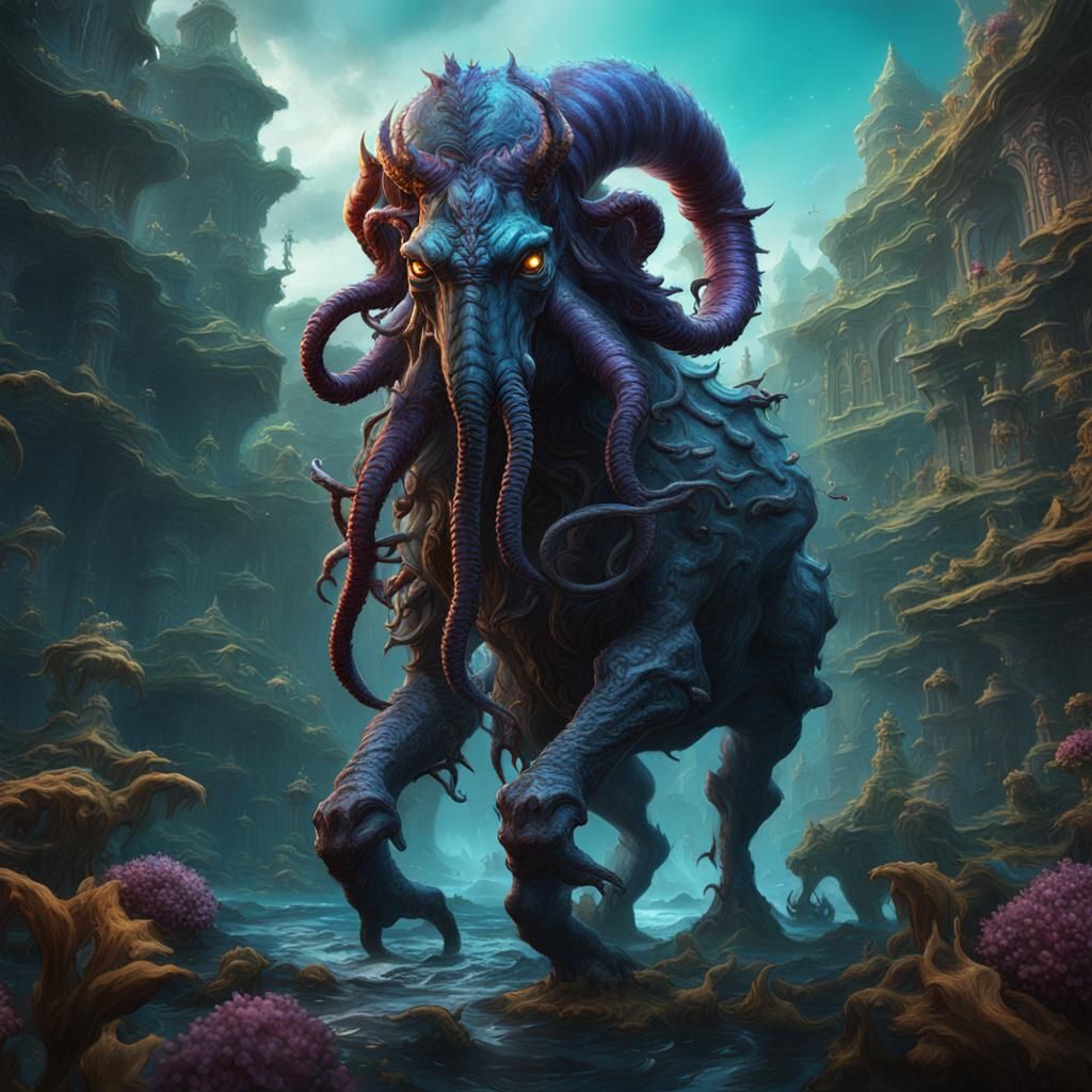 Lovecraftian Deep One Centaur: Fantasy Concept Art
