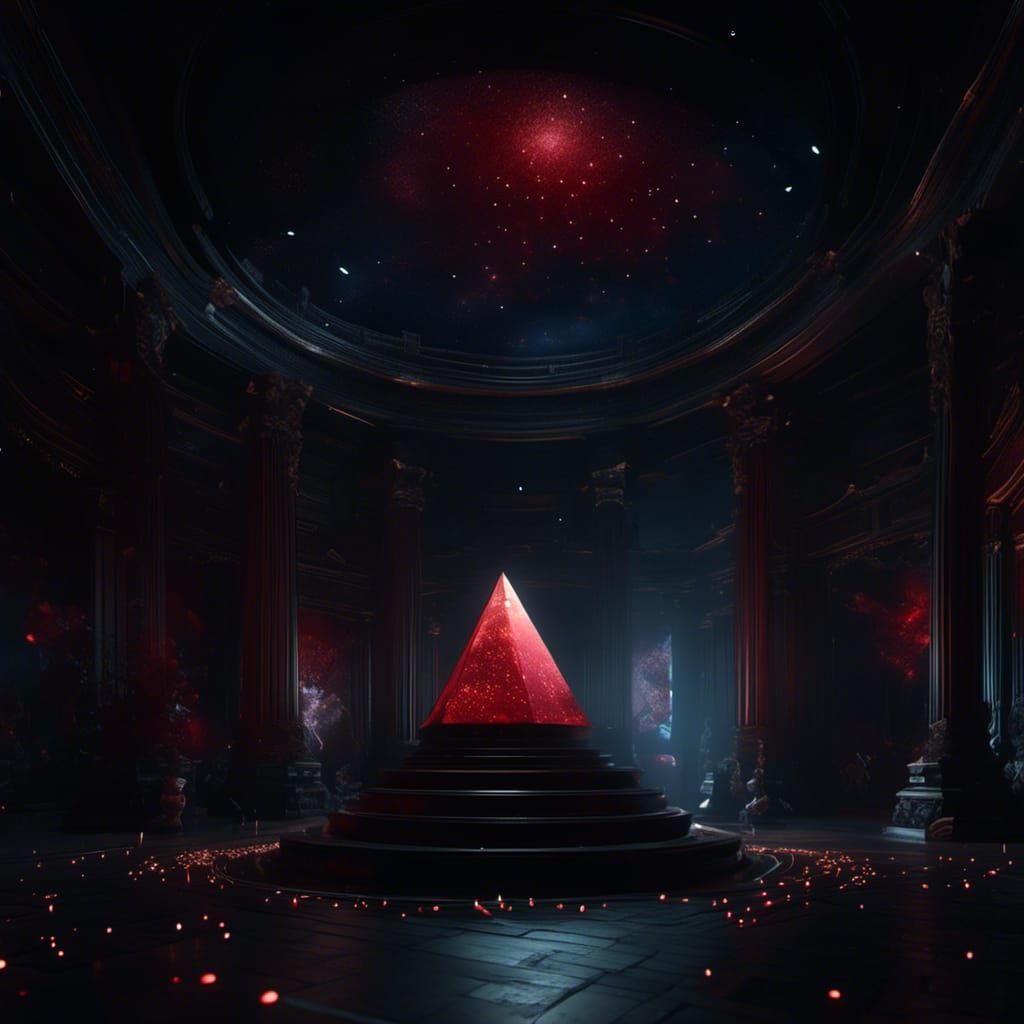 Starry Room with Ruby Pyramid: Detailed Matte Painting