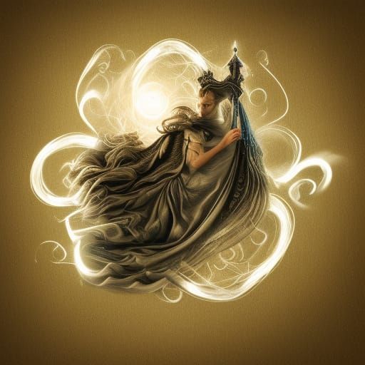 Wizard Casting Spell with Phoenician Letters