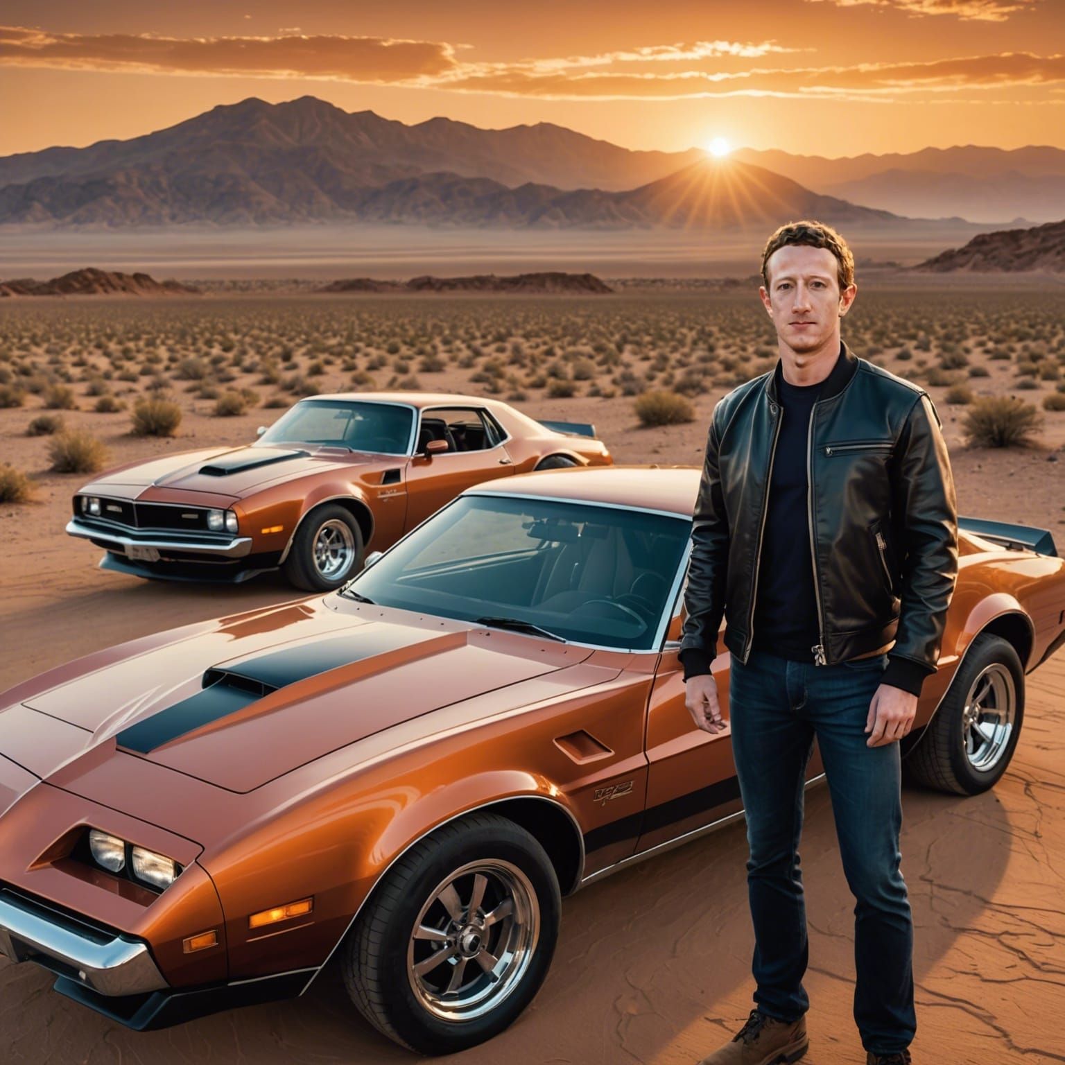Zuckerberg Drives a Trans Am Through the Desert