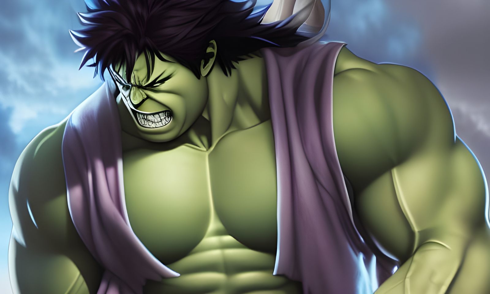 Hulk Rages: Anime Key Visual in Manga Style