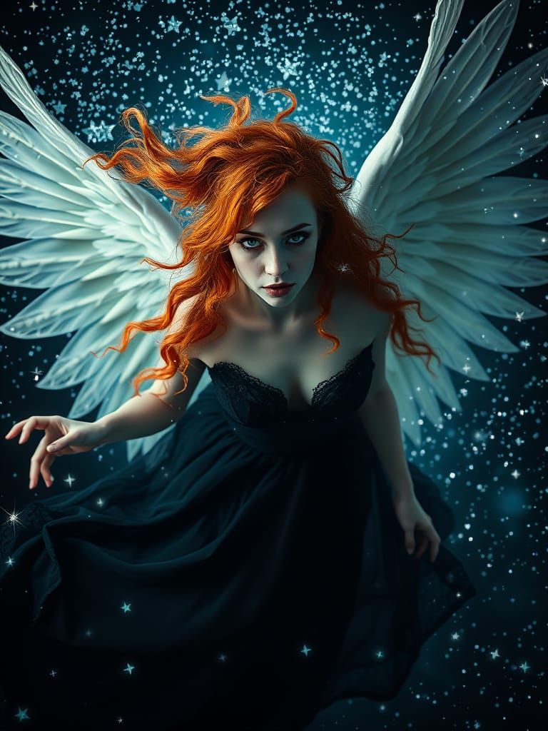 Surreal Angel Descends into Galactic Darkness