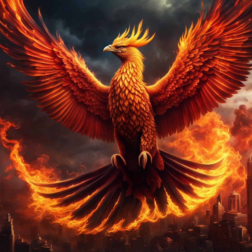Fiery Phoenix: Epic Digital Matte Painting