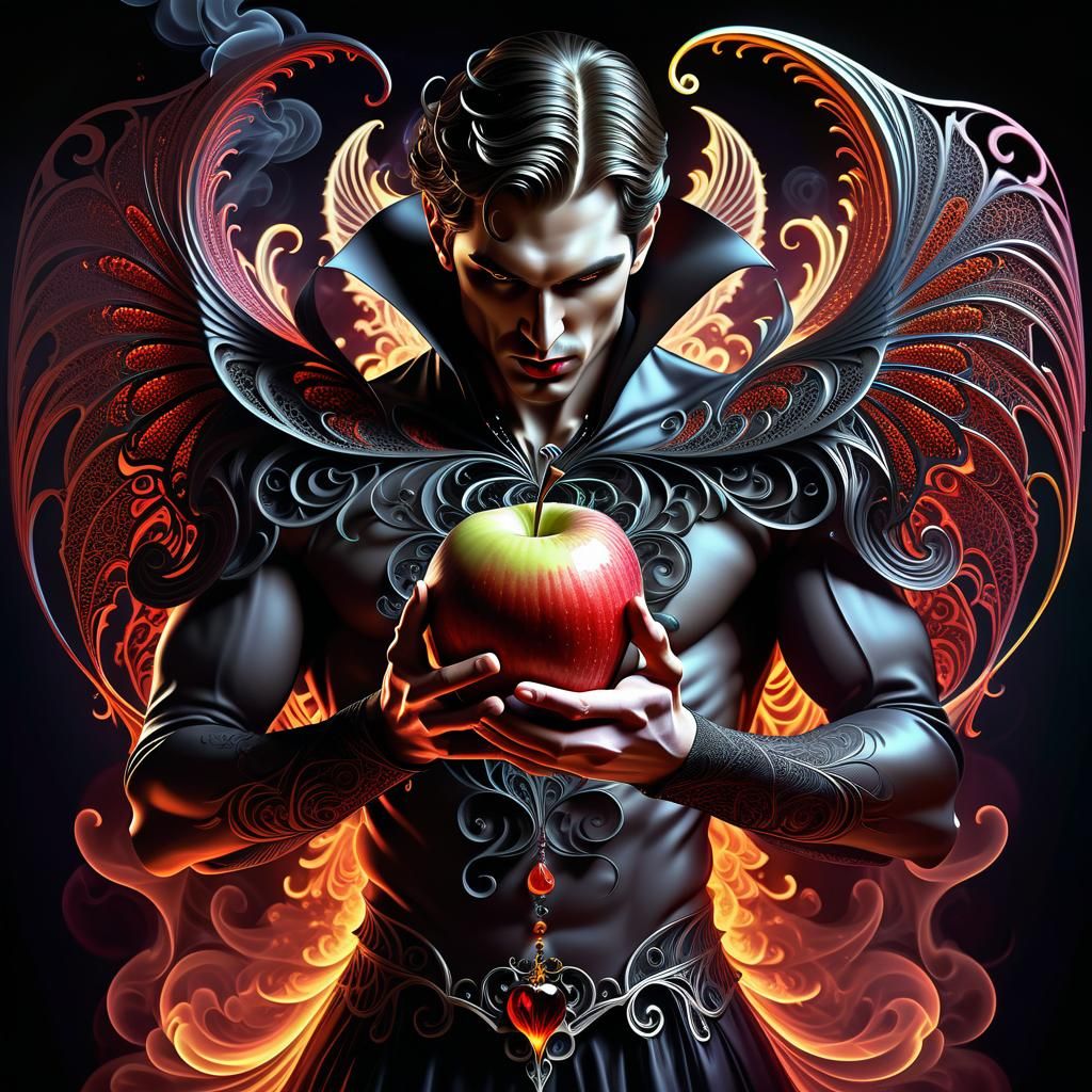 Stylized Apple Vampire in Gothic Digital Art