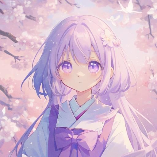 Anime Girl in Sakura Clothes with Pastel Colors