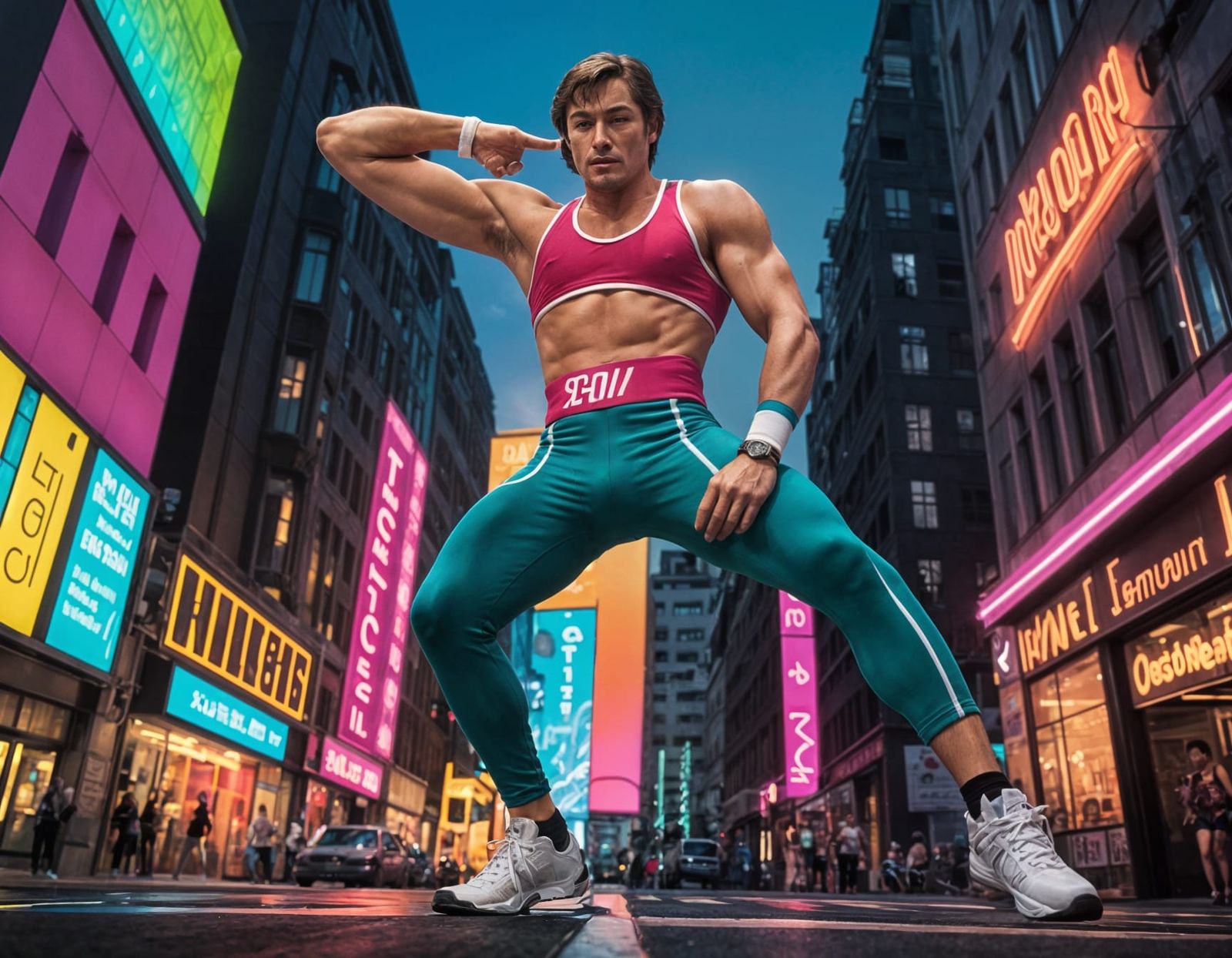 Alain Delon in Neon Aerobics on Berlin's Kurf眉rstendamm