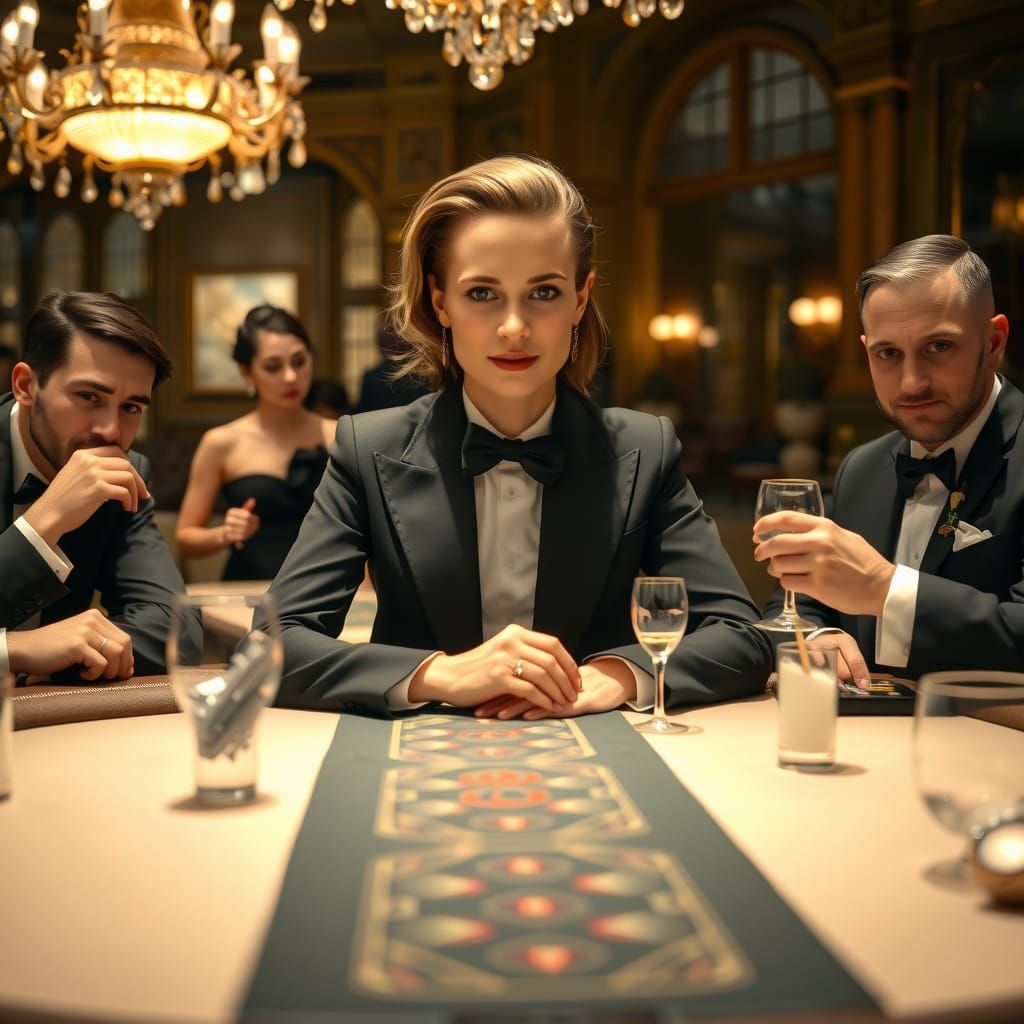 Lily James as Confident Poker Player, Hyperrealism