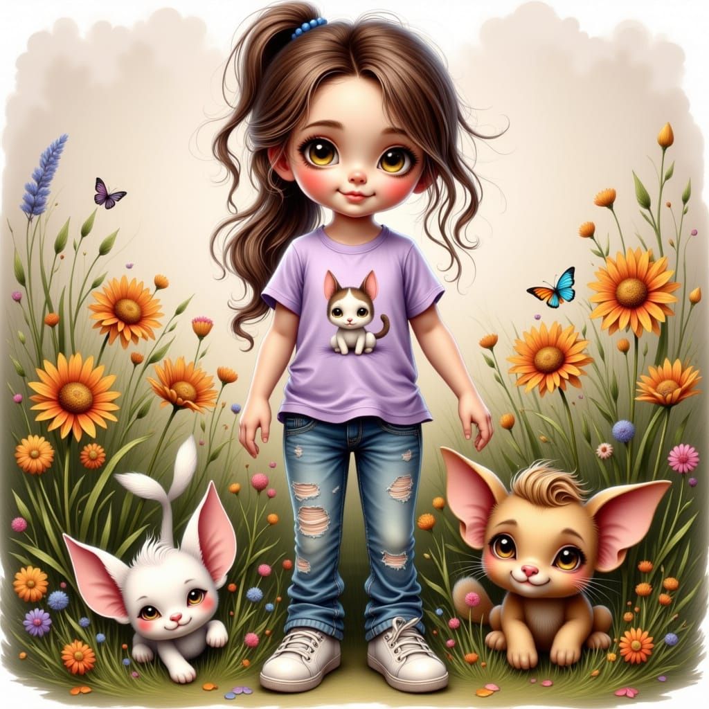 Adorable Farm Girl in Vintage Style