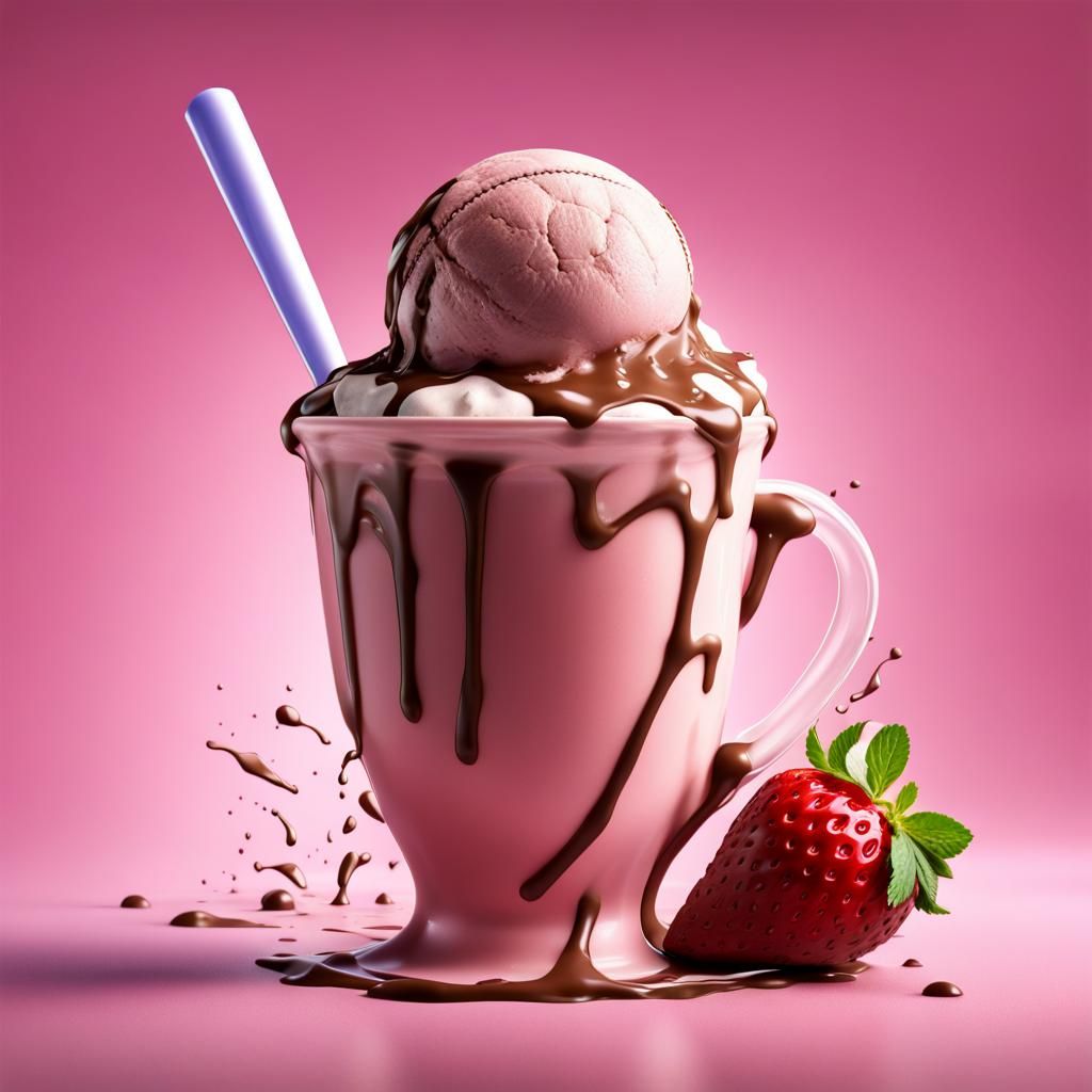 Hyperrealistic Football Ice Cream Cup: Splash Art