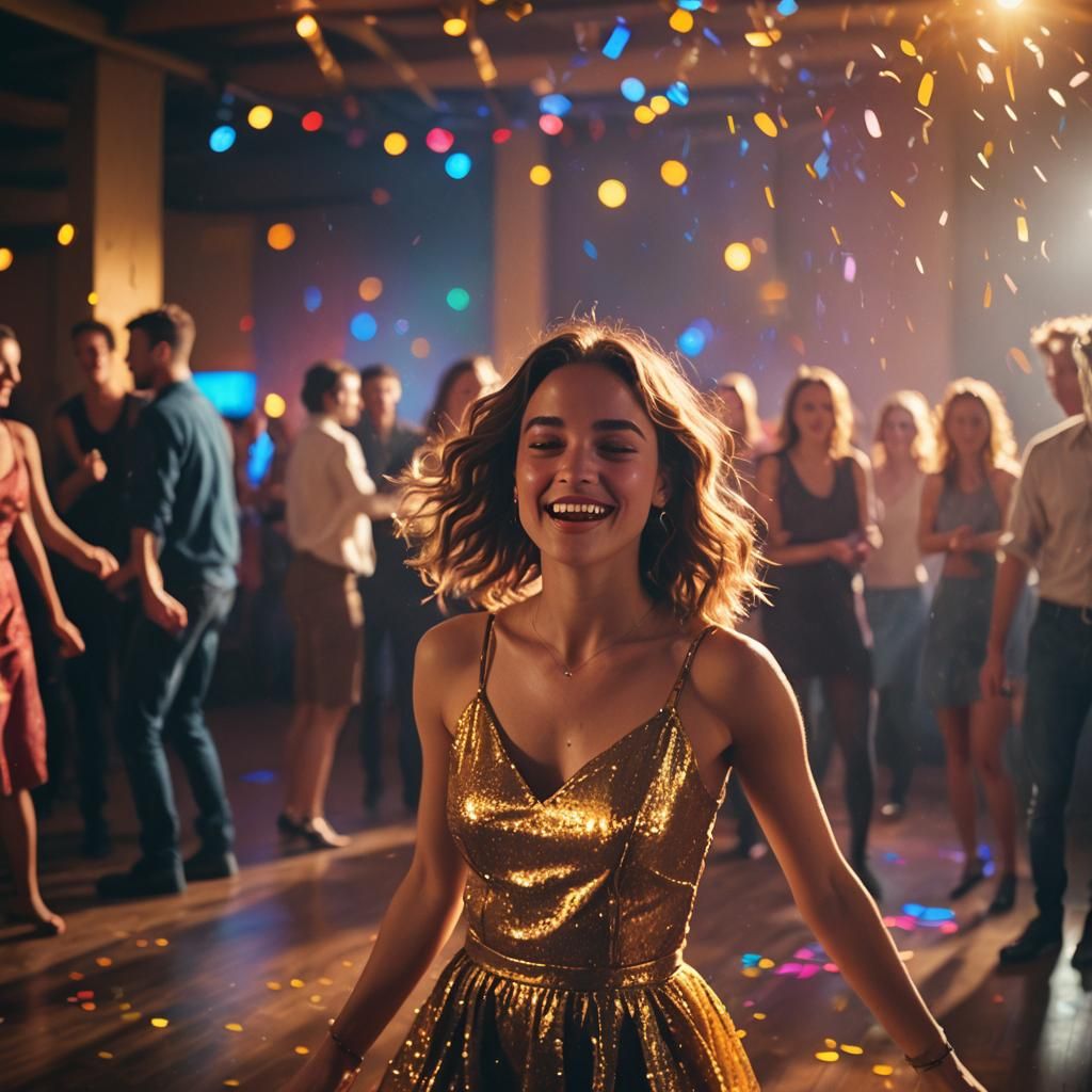 Woman Dancing in a Surreal Cinematic Scene