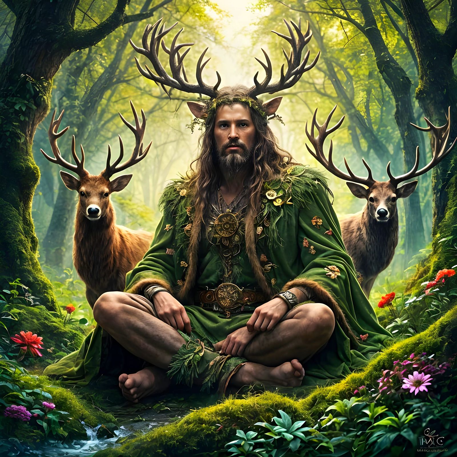 Cernunnos in Whimsical Celtic Forest